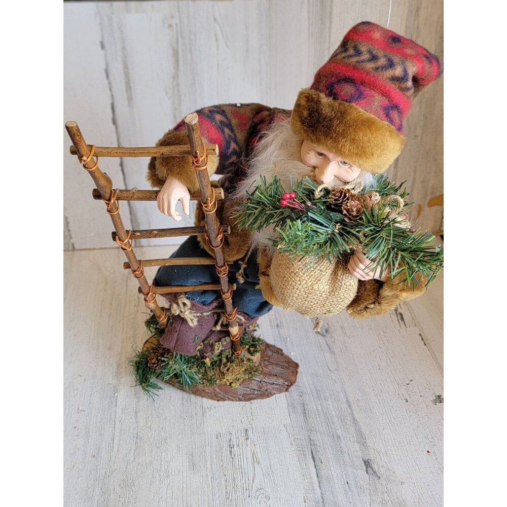 Santa‎ ladder vintage Woodland elf unique home decor xmas